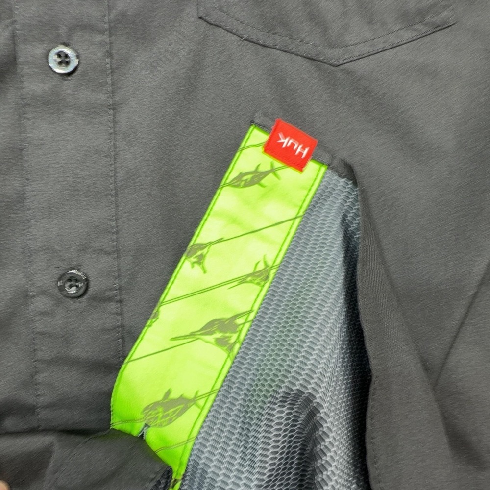 Huk Shirt Mens Medium Black Long Sleeve Vented Performance Fishing Top Flip Cuff - Picture 13 of 15